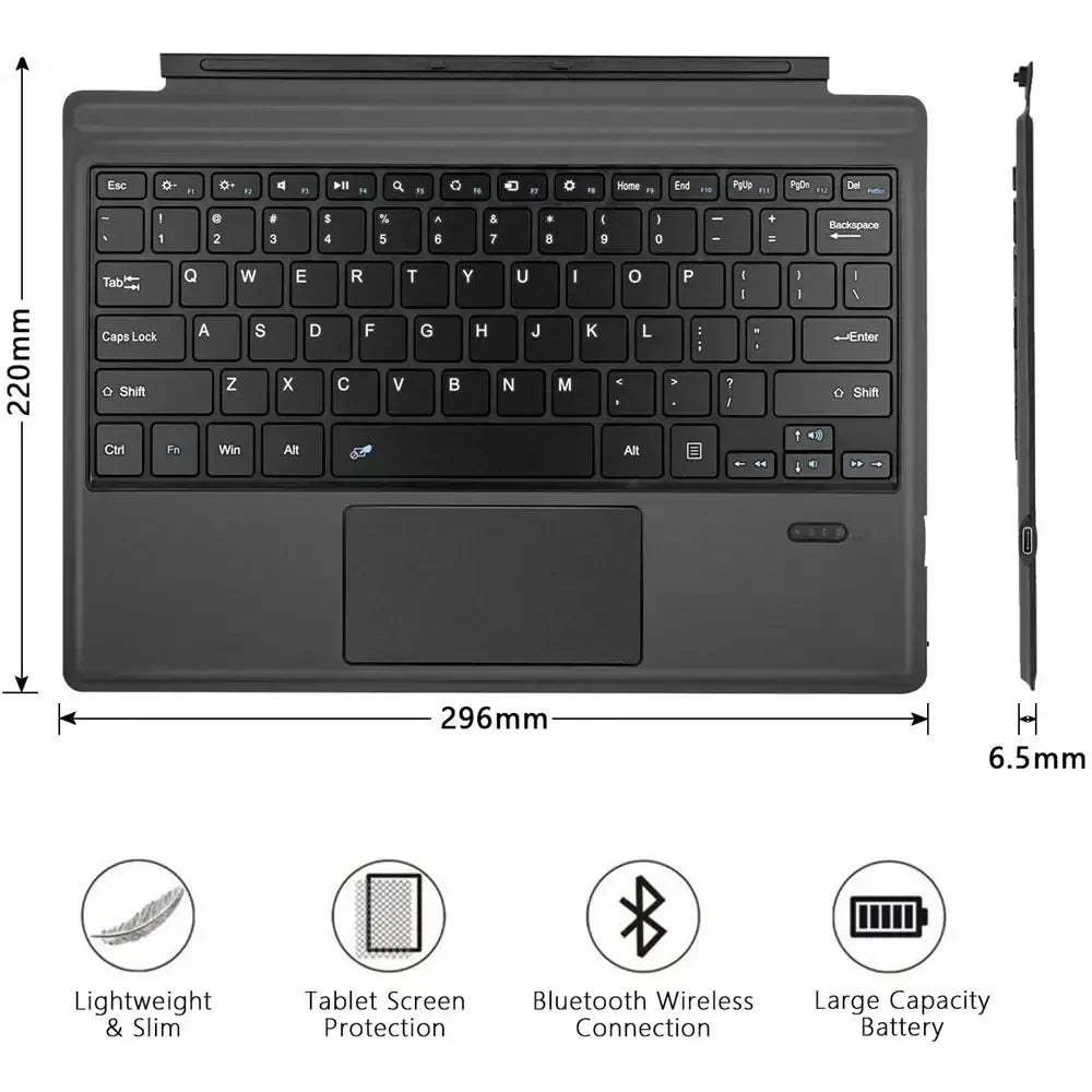 Bluetooth Backlit Keyboard with Touchpad for Microsoft Surface Pro 3–11, Pro X & Pro 7+