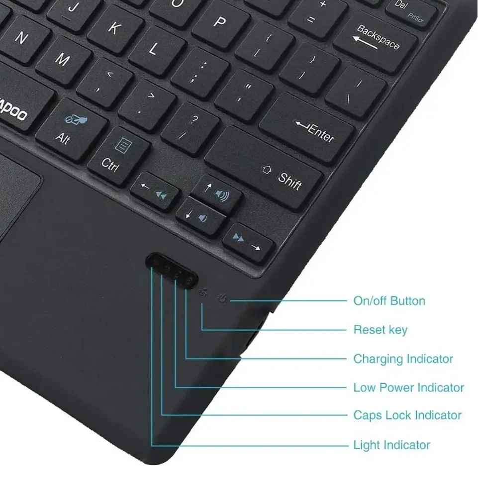Bluetooth Backlit Keyboard with Touchpad for Microsoft Surface Pro 3–11, Pro X & Pro 7+