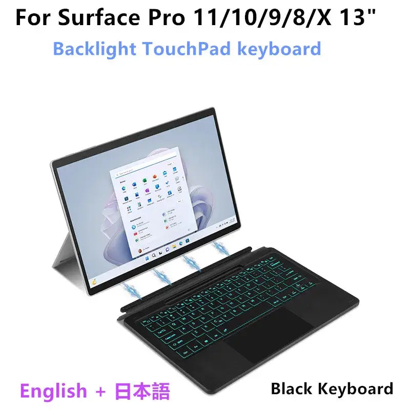 Bluetooth Backlit Keyboard with Touchpad for Microsoft Surface Pro 8, 9, 10, 11 & Pro X