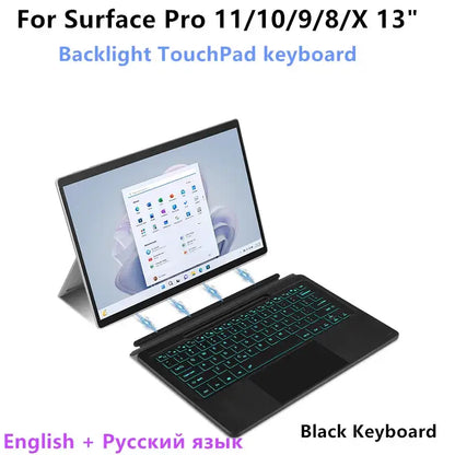 Bluetooth Backlit Keyboard with Touchpad for Microsoft Surface Pro 8, 9, 10, 11 & Pro X