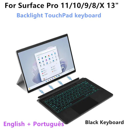 Bluetooth Backlit Keyboard with Touchpad for Microsoft Surface Pro 8, 9, 10, 11 & Pro X
