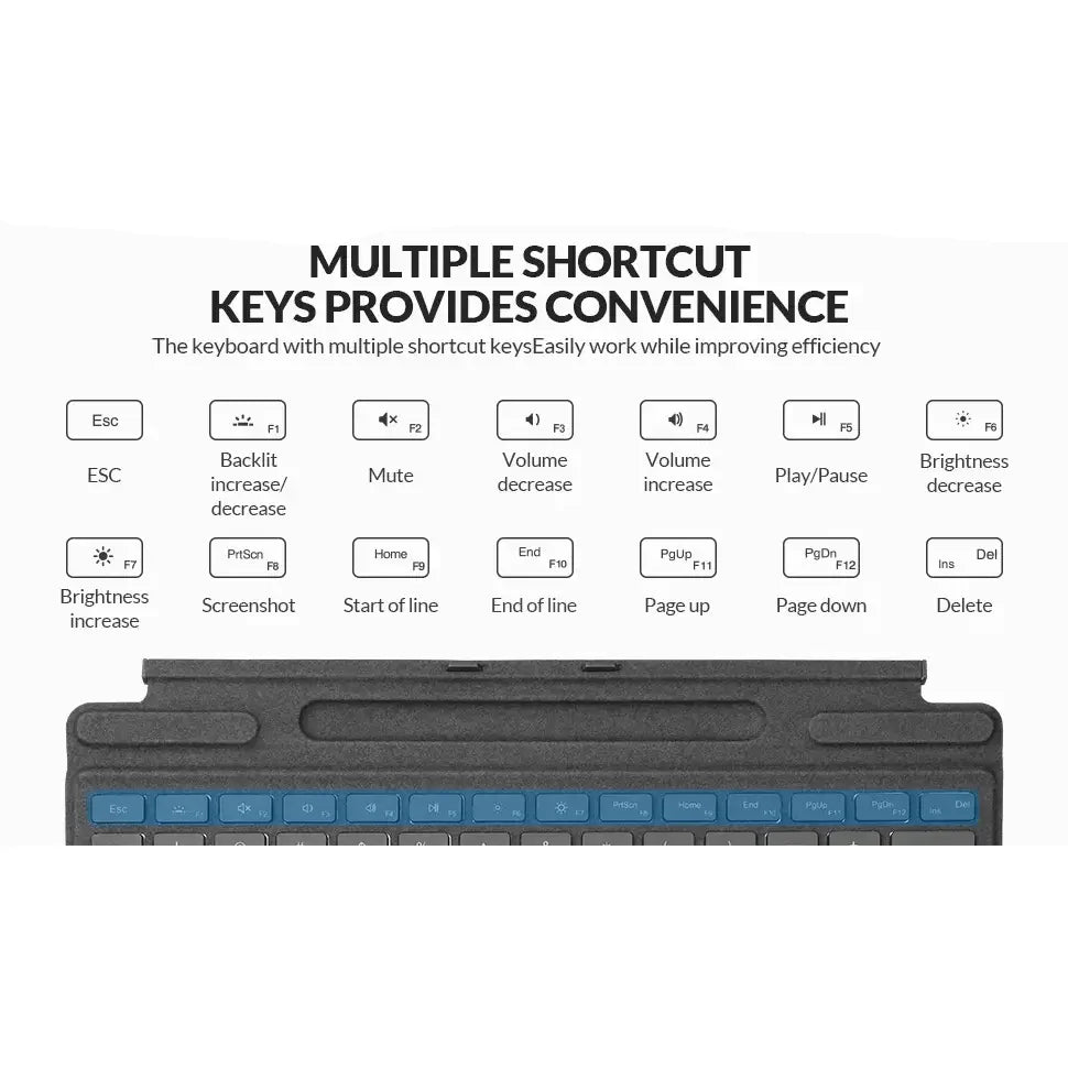 Bluetooth Detachable Slim Cover Keyboard for Microsoft Surface Pro 3–11, Pro X & Pro 7+