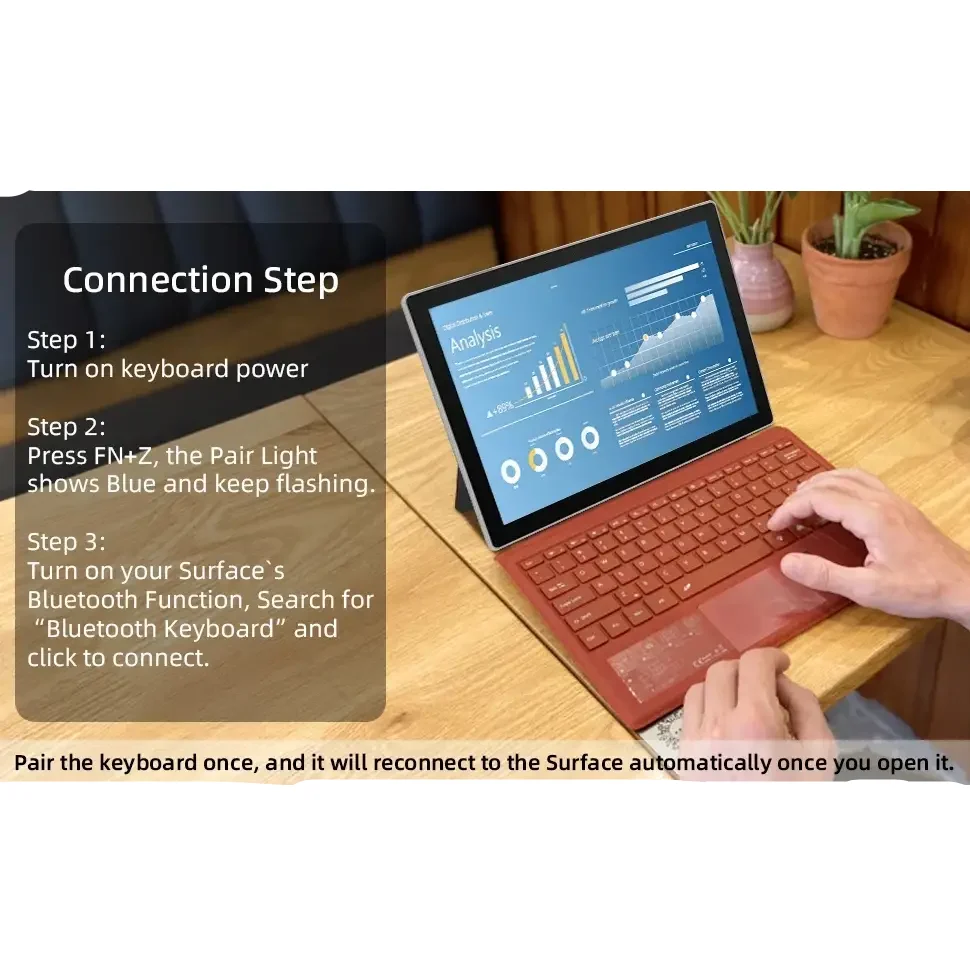 Bluetooth Detachable Slim Cover Keyboard for Microsoft Surface Pro 3–11, Pro X & Pro 7+