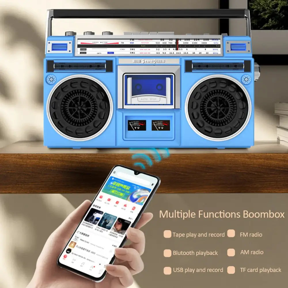 Bluetooth USB Cassette Radio Boombox