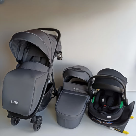 Baby Brightness Poplar baby stroller with carrycot, capsule and Rotation ISOFIX base Dark Grey