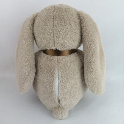 Plush bunny toy with a brown bow. Has heart that records a short message or your babies heartbeat while in utero.