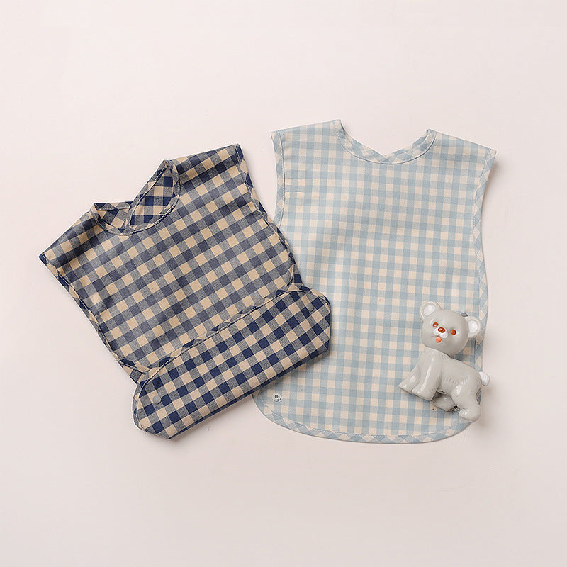 Plaid Waterproof Cotton Bib for Infants and Kids