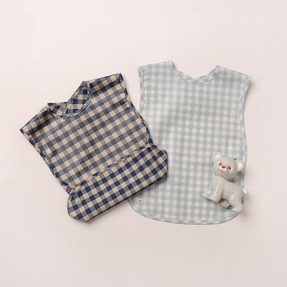 Plaid Waterproof Cotton Bib for Infants and Kids