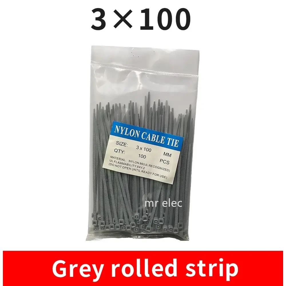 100PCS Colourful Nylon Cable Ties 3x100mm Self-Locking