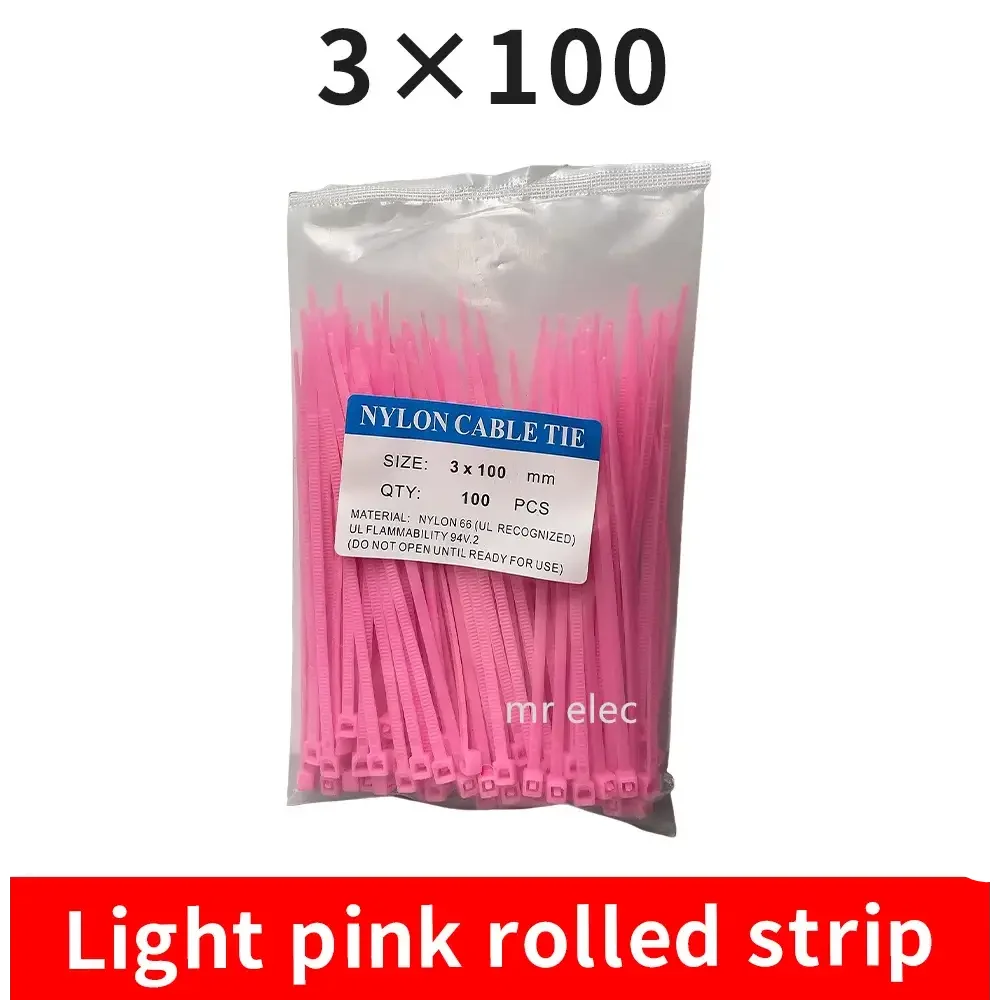 100PCS Colourful Nylon Cable Ties 3x100mm Self-Locking