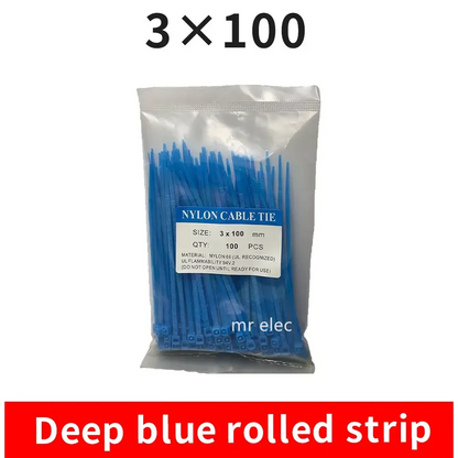 100PCS Colourful Nylon Cable Ties 3x100mm Self-Locking