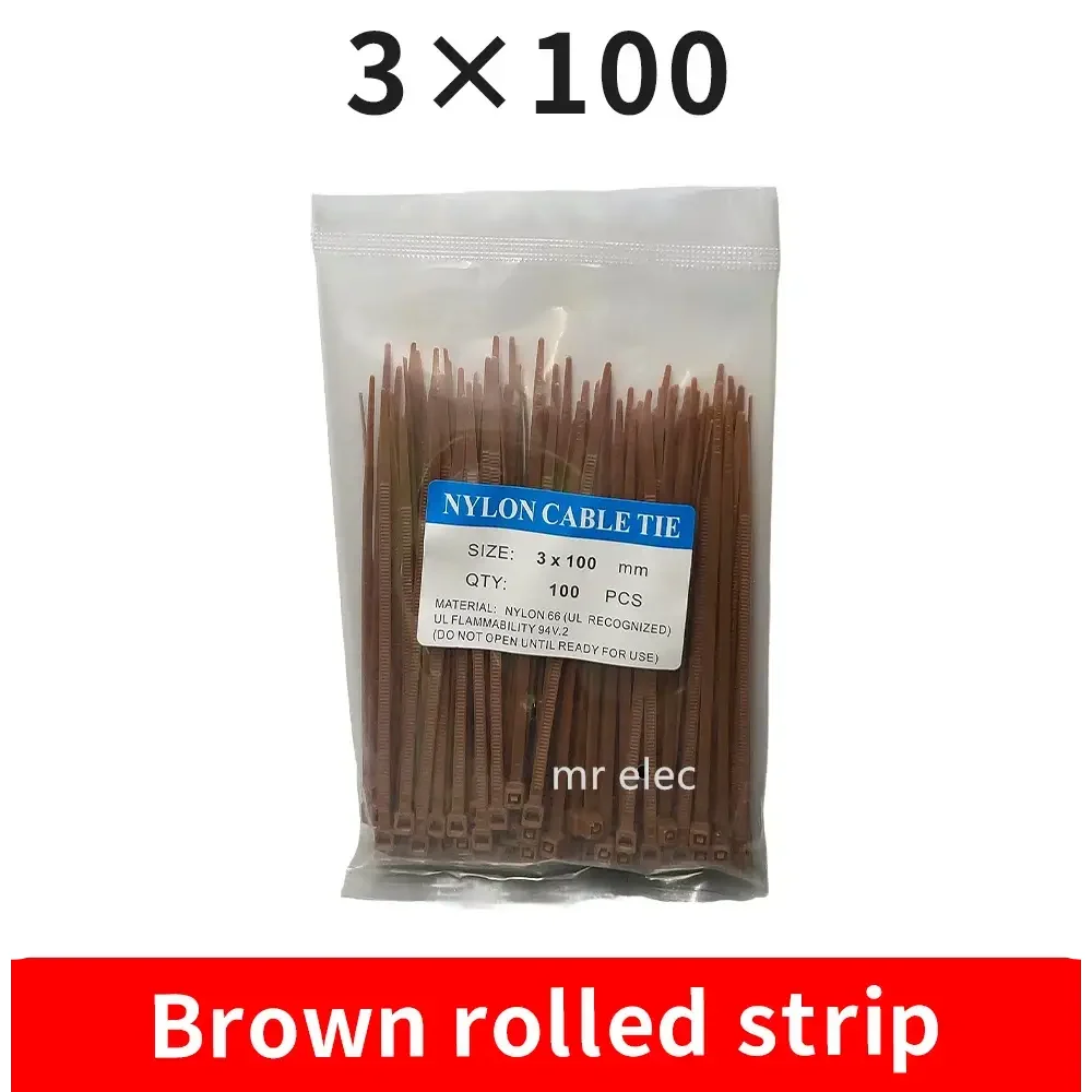 100PCS Colourful Nylon Cable Ties 3x100mm Self-Locking