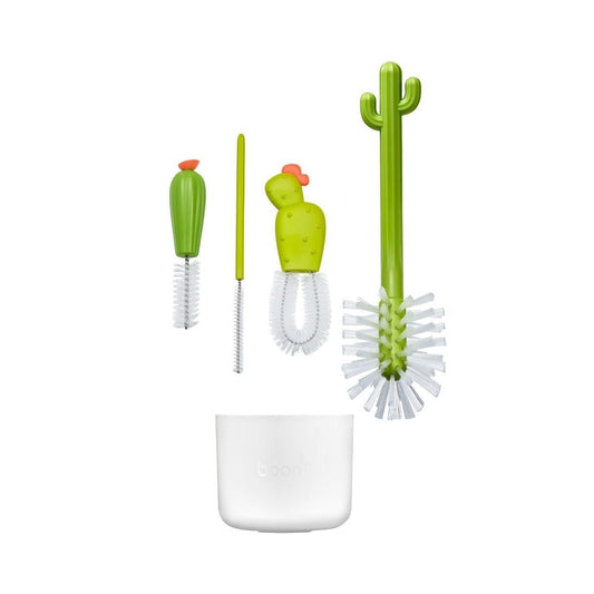 4 different bottle brushes to clean sippy cups and baby bottles.