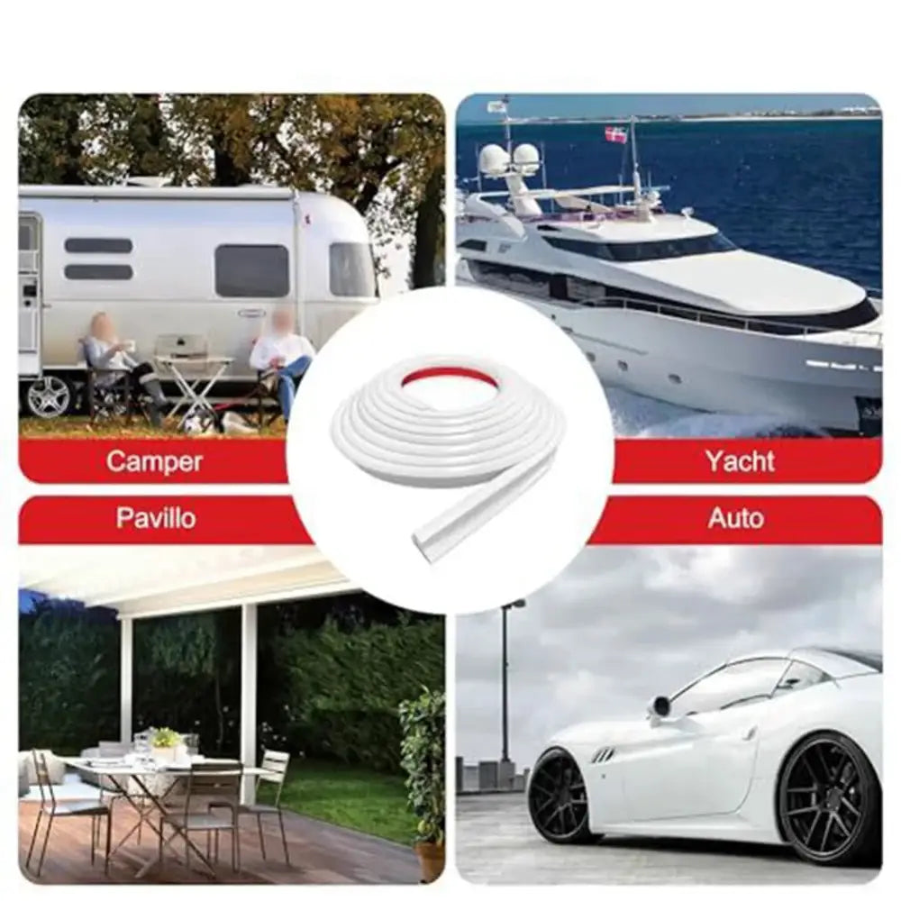 Camper Van Gutter Rain Guard – J Shape Drip Stop PVC Rain Gutter (5m)