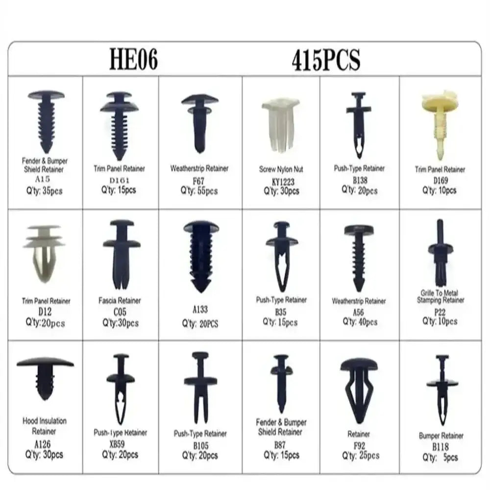 Car Fastener Clip Kit – Plastic Rivets & Retainer Pins (different types available)