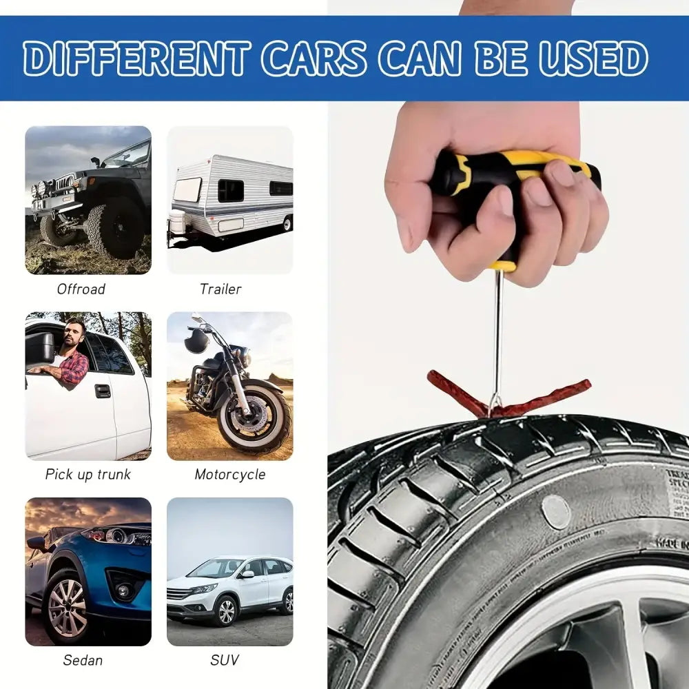 Car Tyre Repair Kit with Durable Strips & Super Glue