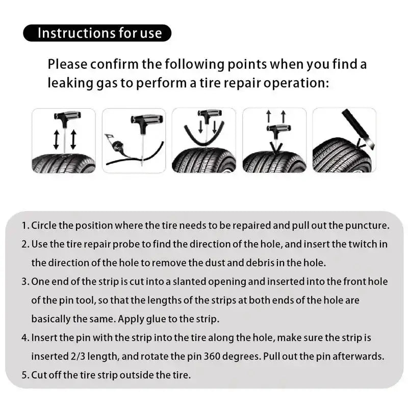 Car Tyre Repair Kit with Durable Strips & Super Glue
