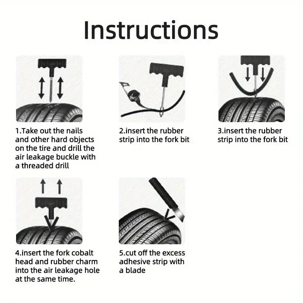 Car Tyre Repair Kit with Durable Strips & Super Glue