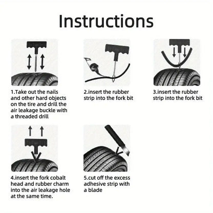 Car Tyre Repair Kit with Durable Strips & Super Glue