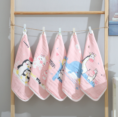 100% Cotton Kids Face Towel Set - 5 Pieces