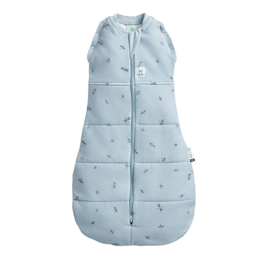 An light blue coloured cocoon swaddle used to swaddle babies from 0-12 months.