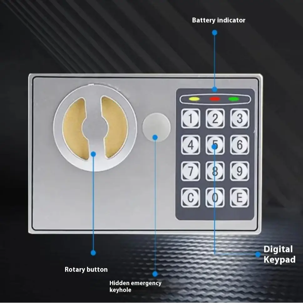 Compact Digital Safe with Key & Password