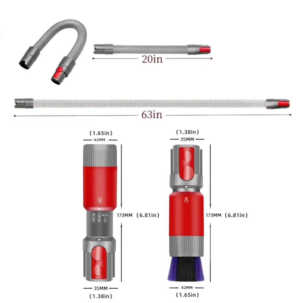 Flexible Extension Hose & Soft Dust Brush Kit for V7–V15 Vacuum Cleaners
