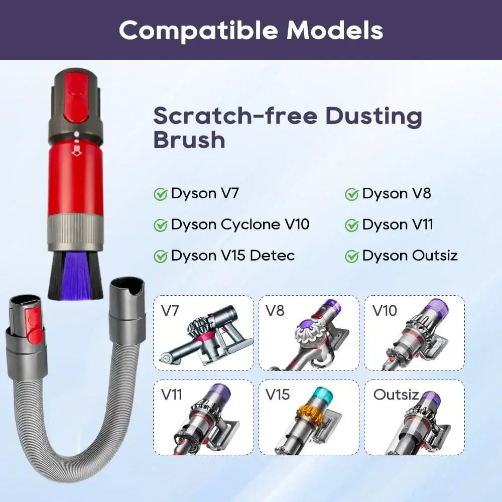 Flexible Extension Hose & Soft Dust Brush Kit for V7–V15 Vacuum Cleaners