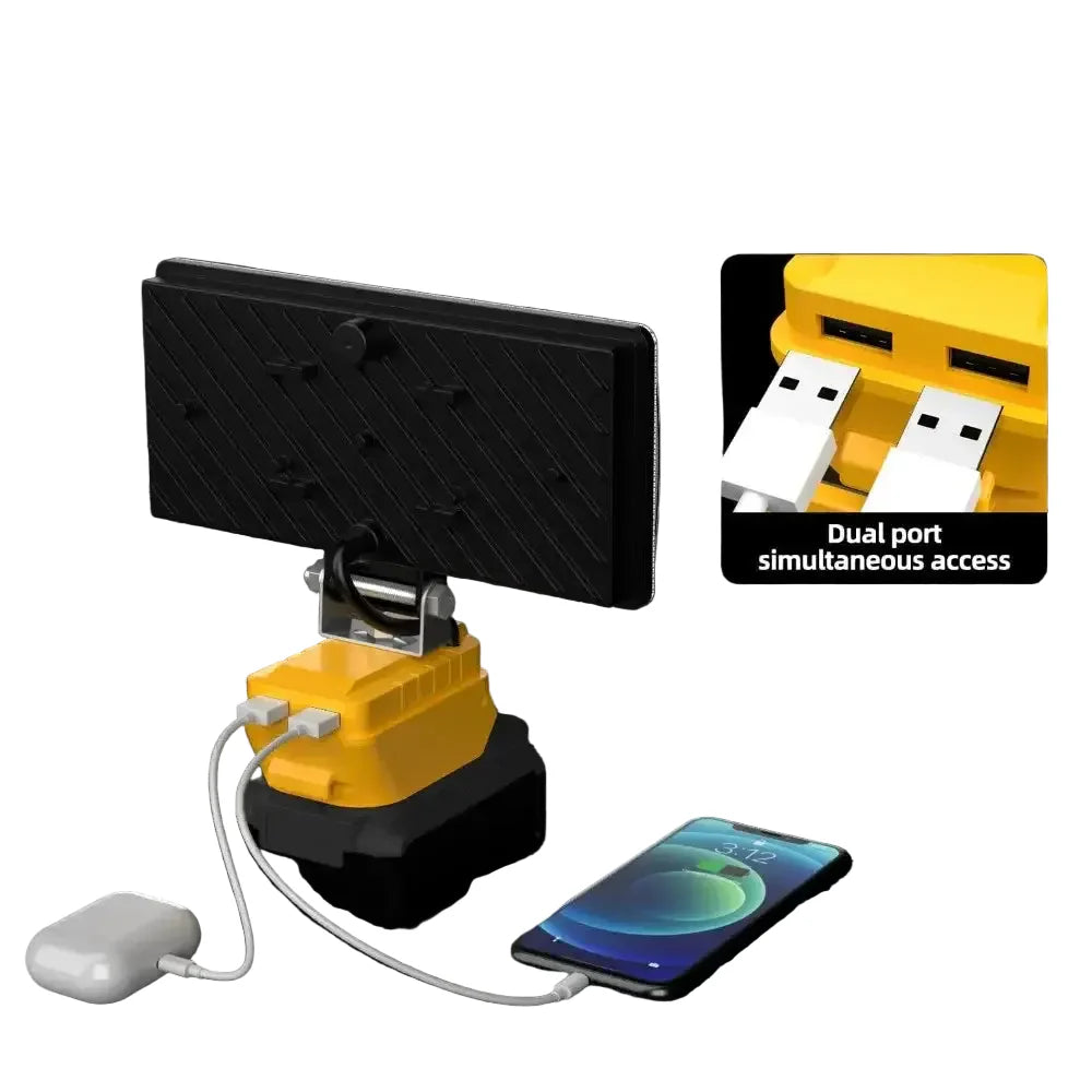 Cordless LED Work Light for 18V–20V Battery with USB Charging & Emergency Floodlight