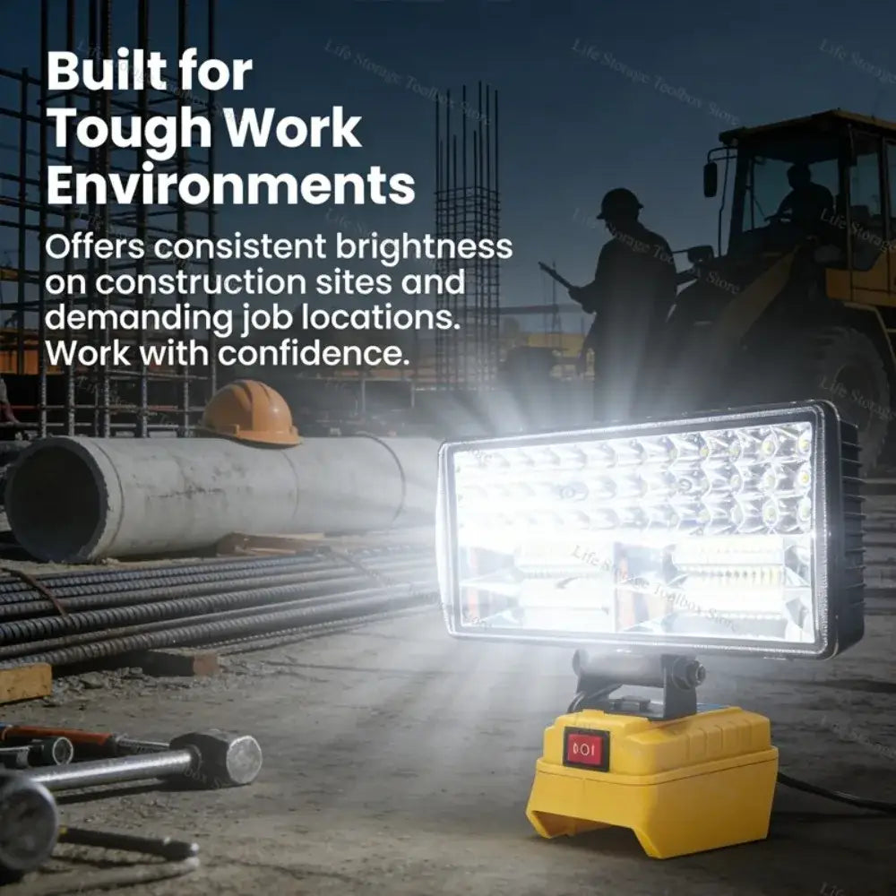 Cordless LED Work Light for 18V–20V Battery with USB Charging & Emergency Floodlight