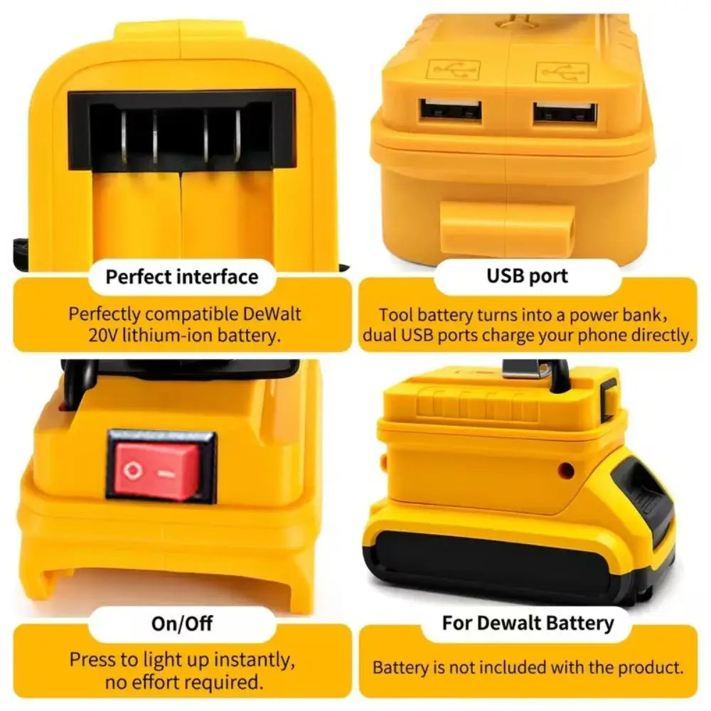 Cordless LED Work Light for 18V–20V Battery with USB Charging & Emergency Floodlight