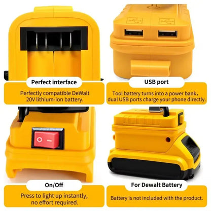 Cordless LED Work Light for 18V–20V Battery with USB Charging & Emergency Floodlight