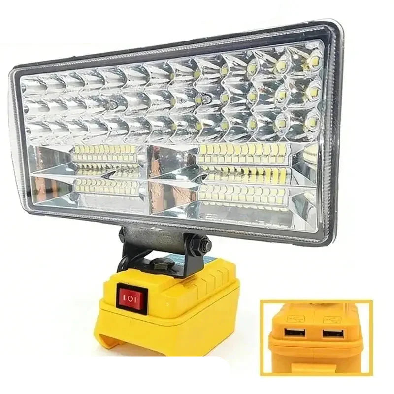 Cordless LED Work Light for 18V–20V Battery with USB Charging & Emergency Floodlight