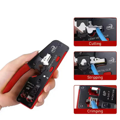 Crimping & Stripping Tool with 8P/6P Ethernet Connectors (different colours available)