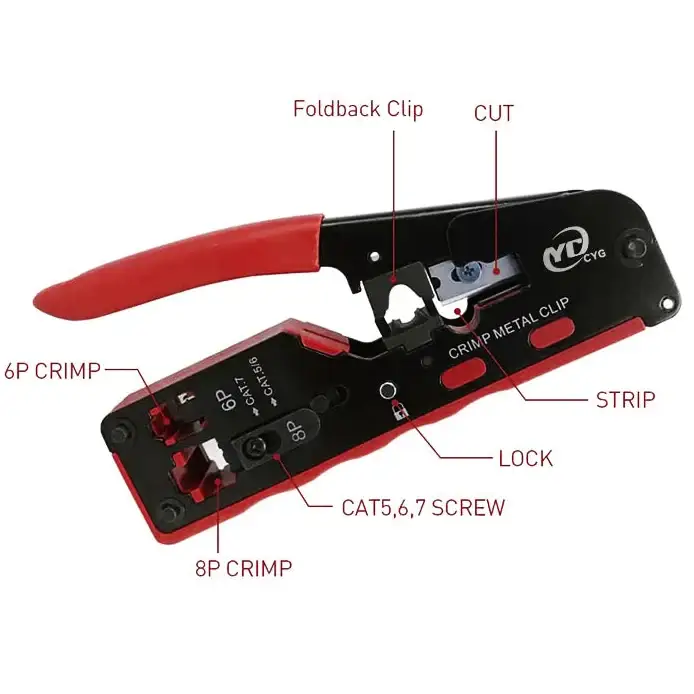 Crimping & Stripping Tool with 8P/6P Ethernet Connectors (different colours available)