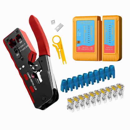Crimping & Stripping Tool with 8P/6P Ethernet Connectors (different colours available)