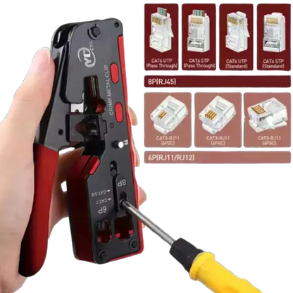 Crimping & Stripping Tool with 8P/6P Ethernet Connectors (different colours available)