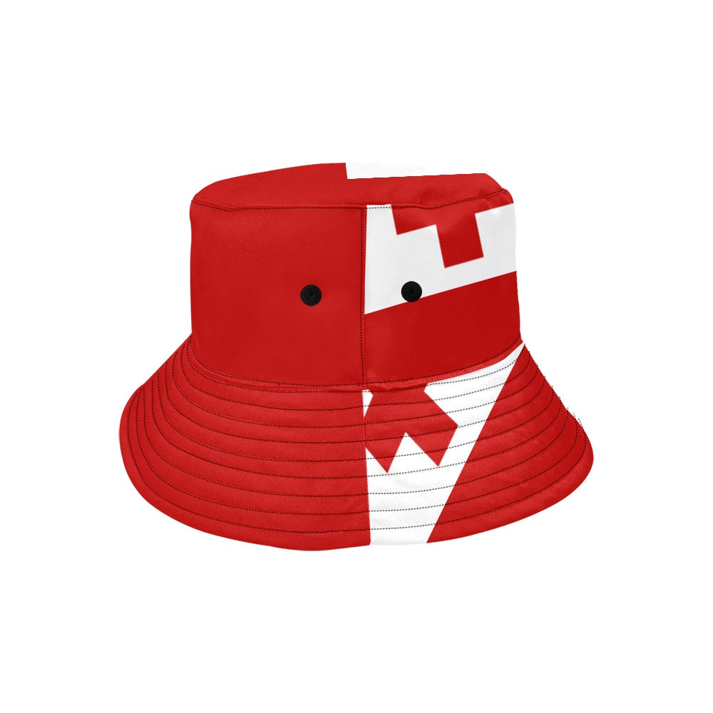 Stylish Men's Tonga Flag Print Bucket Hat - Soft Cotton Twill for Outdoor Comfort