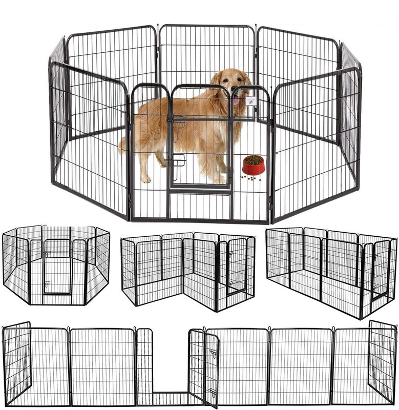 8 Panel Pet Playpen Dog Exercise Pen Fence Metal Exercise Barrier 100cm