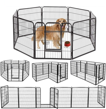 8 Panel Pet Playpen Dog Exercise Pen Fence Metal Exercise Barrier 100cm