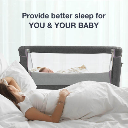 Light Grey Portable & Adjustable Baby Crib/ Baby Bassinet Bedside Sleeper
