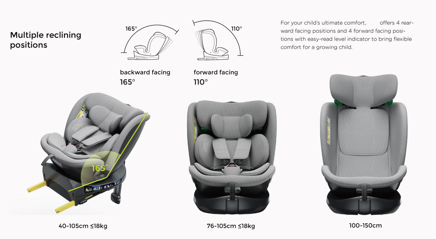 360° Rotating Baby Car Seat – Baby Brightness GuardianMax 2+ Grey