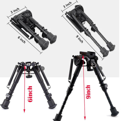 Sniper Hunting Rifle Bipod Sling Swivel Mount Adjustable Legs 15 to 23cm Height