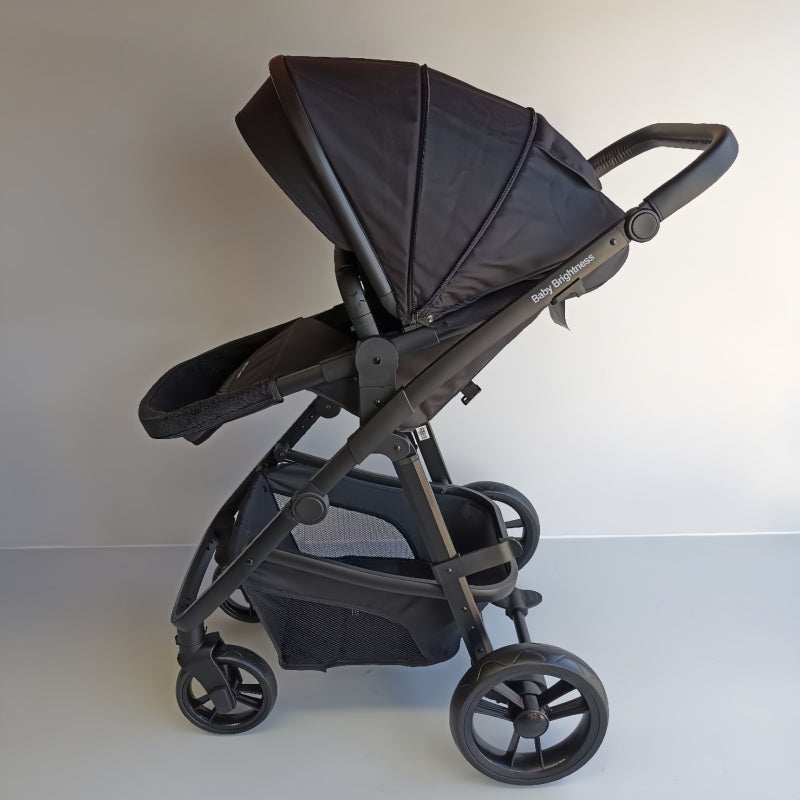 Newborn Pram – Palms 1+ Stroller with Bassinet and Car Seat (Black)