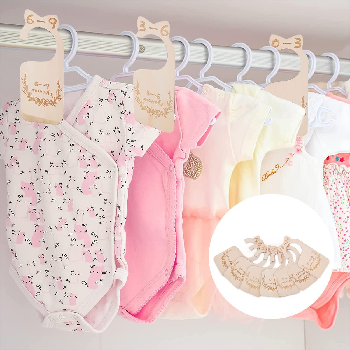 7PCS Baby Closet Size Divider Nursery Wardrobe Divider Hangers