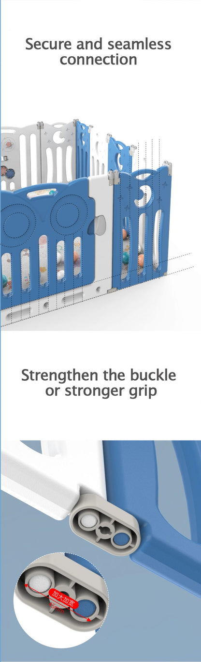 12+2 folding baby playpen Blue