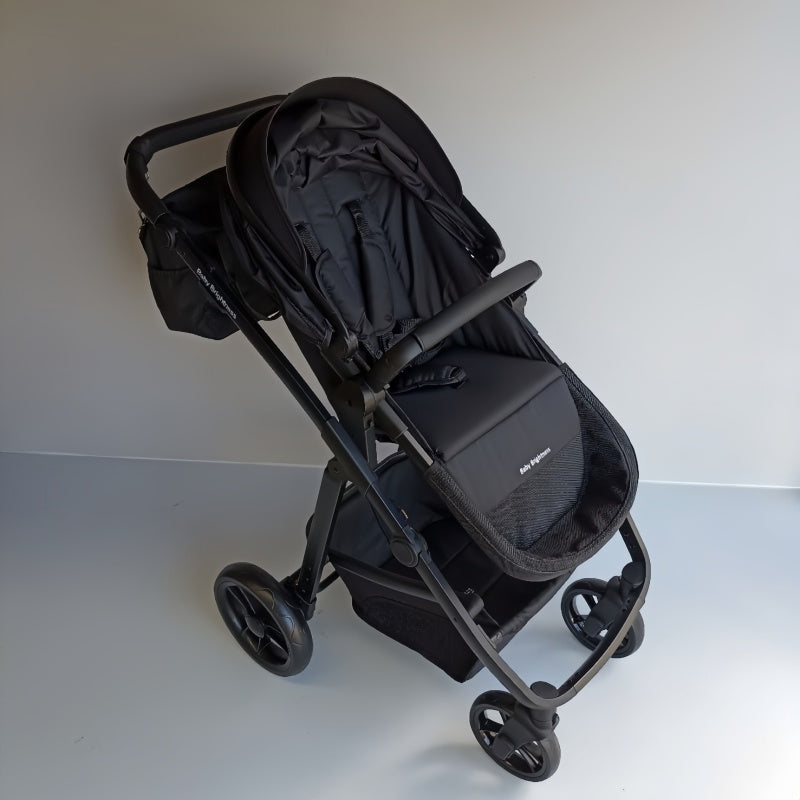 Newborn Pram – Palms 1+ Stroller with Bassinet and Car Seat (Black)