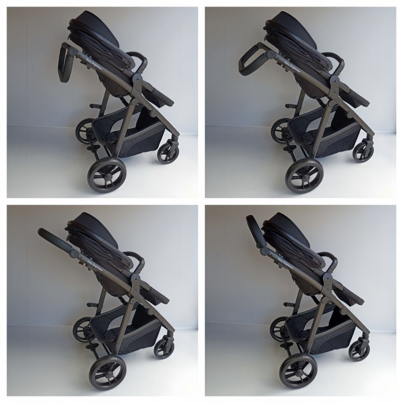 Newborn Pram – Palms 1+ Stroller with Bassinet and Car Seat (Black)