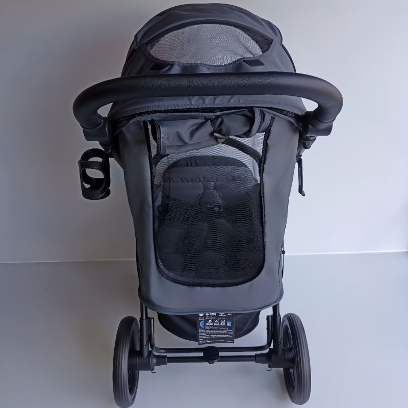 Newborn Pram – Poplar Stroller with Carrycot, Car Seat and Rotating ISOFIX Base (Black)