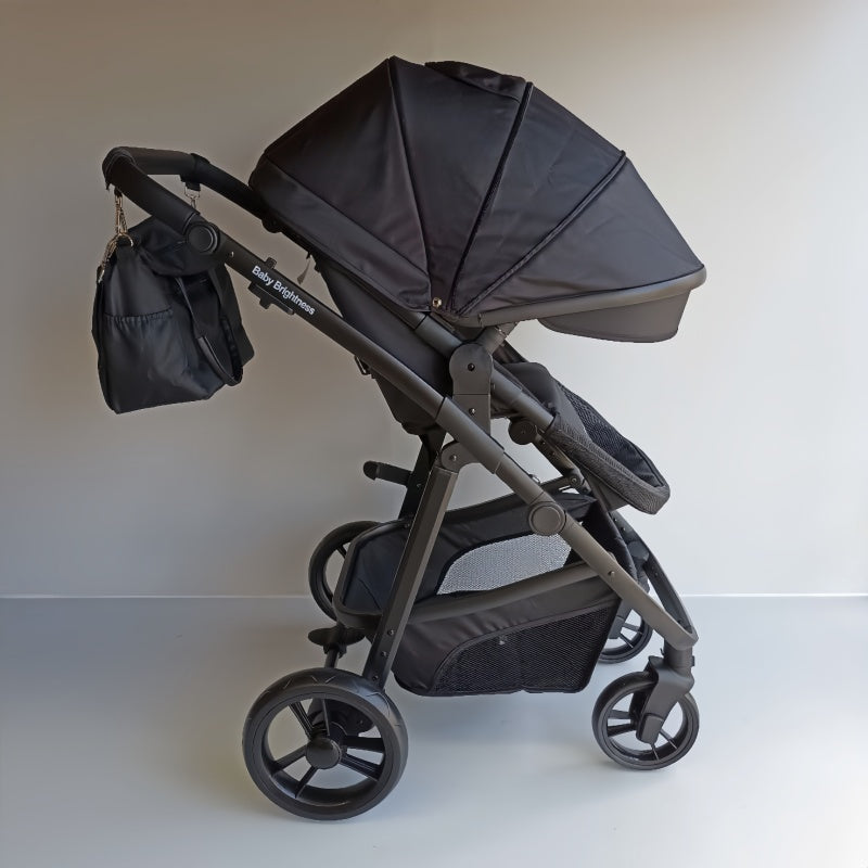 Newborn Pram – Palms 1+ Stroller with Bassinet and Car Seat (Black)